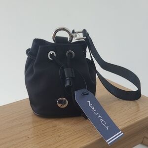 Nautica Black Micro Drawstring Accesory Bag